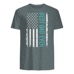 Father's day Best dad ever with US american flag Short Sleeve in Dark Heather - back view