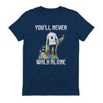 Vintage Father Son Family Autistic Kids Autism Awareness Dad in Navy - back view