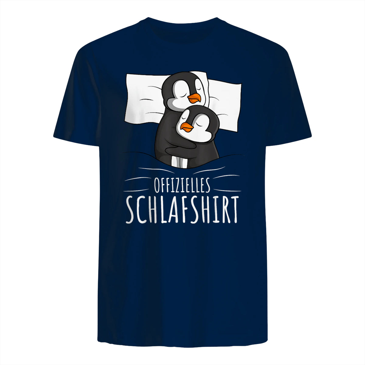Offizielles Schlafshirt Pinguin Schlafanzug Penguin Kurzarm in Navy - back view