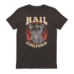 Cute & Funny Satanic Hail Lucipurr Rainbow Kitty Goth in Dark Chocolate - back view