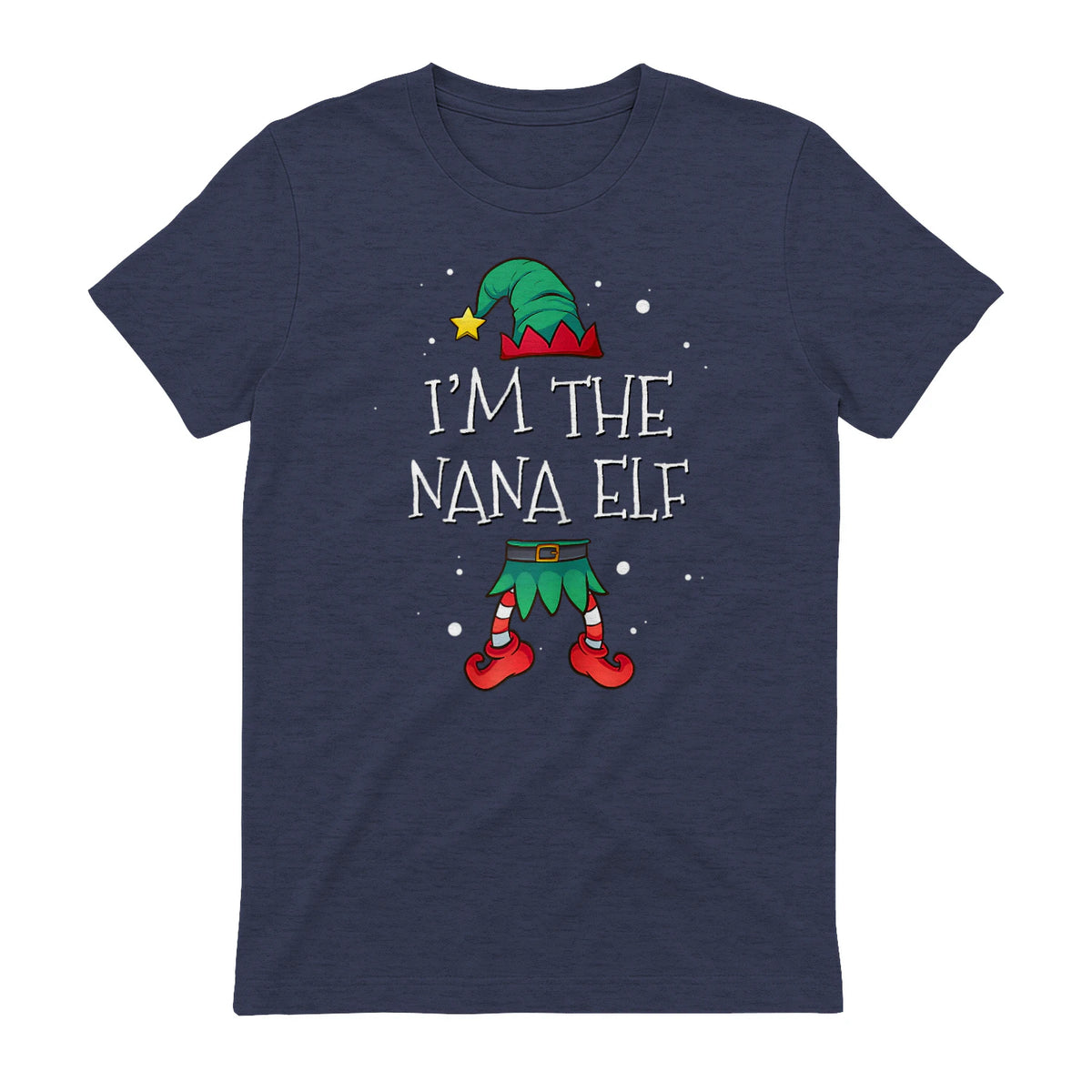 I'm The Nana Elf Shirt Matching Family Outfits Christmas in Heather Navy - back view