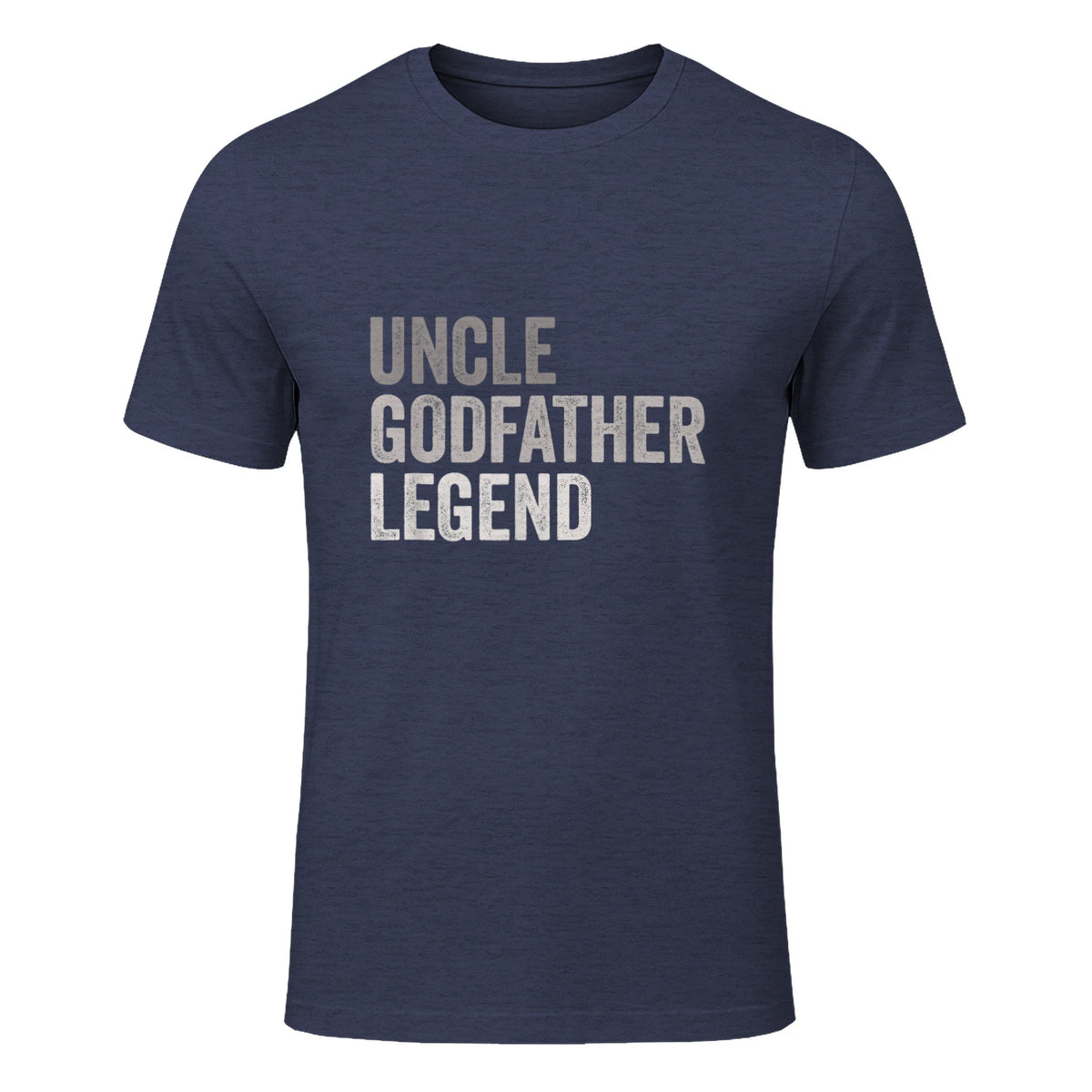 Funny Uncle Godparent Hero Message Uncle Godfather Legend For A Favorite Uncle Family Baptism T-Shirt - Black, Sm in Heather Navy - front view