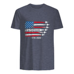 American Fourth of July Anniversary T-Shirt in Heather Navy - back view