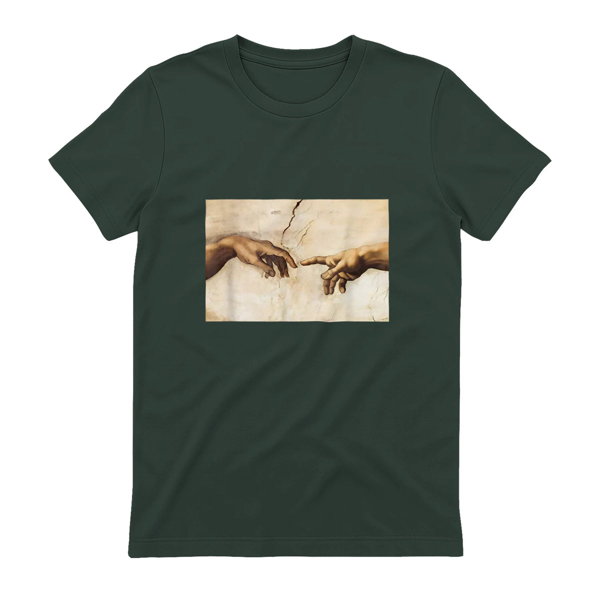 Creation of Adam Michelangelo Die Erschaffung Adams Kunst in Forest Green - back view