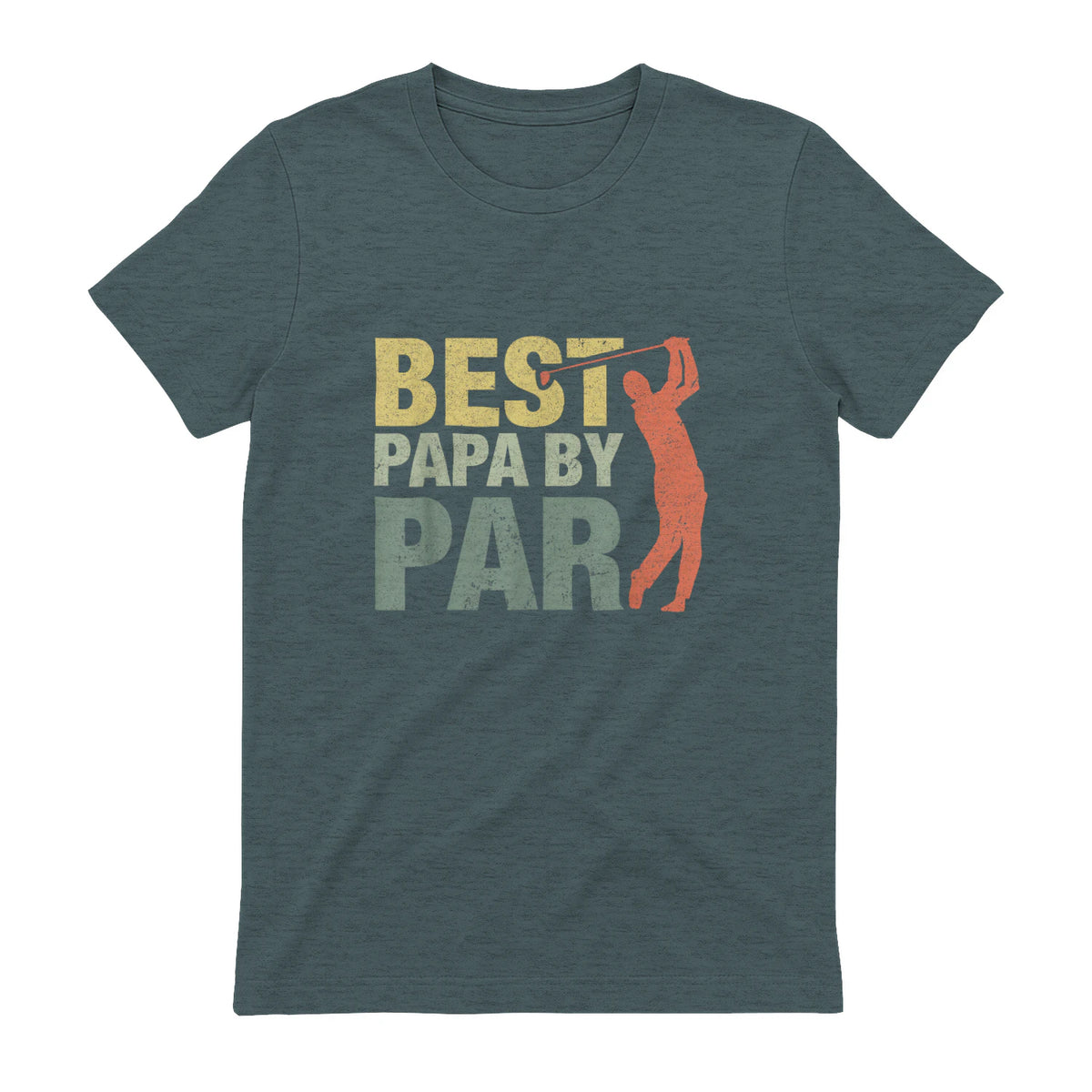 Funny Best Papa By Par Father's Day Golf Gift Grandpa in Dark Heather - back view
