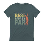 Funny Best Papa By Par Father's Day Golf Gift Grandpa in Dark Heather - back view
