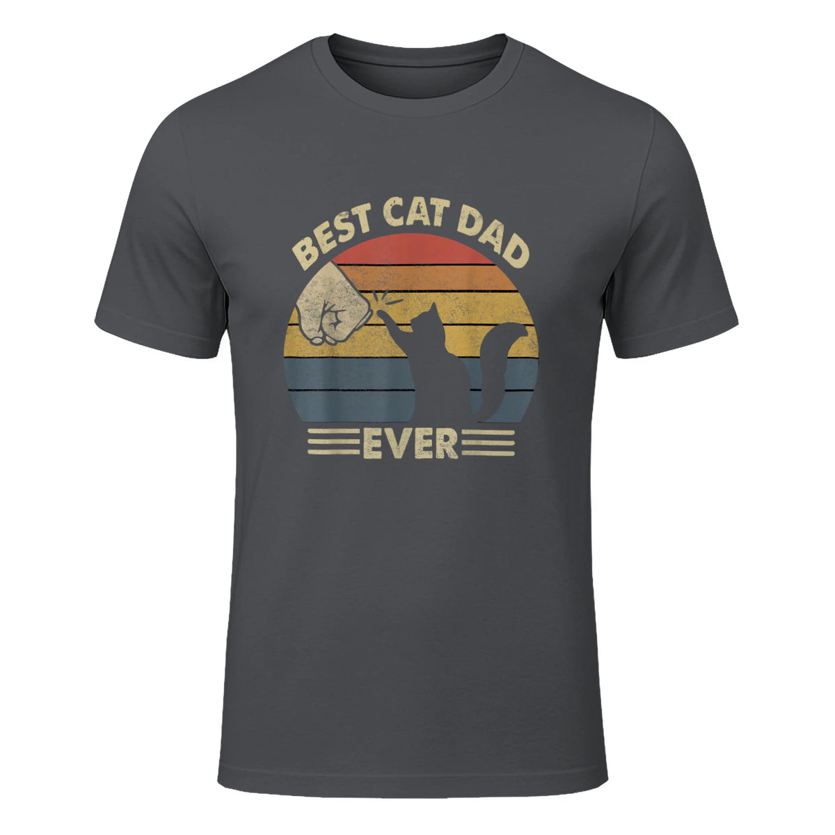 Best Cat Dad Ever T-Shirt in Charcoal - front view