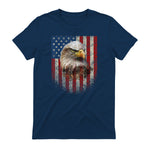 American Flag Bald Eagle Patriotic Red White Blue T-Shirt in Navy - back view