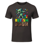 Autism Bruh Dab ASD Awareness Gamer Boys Kids Youth in Dark Chocolate - front view