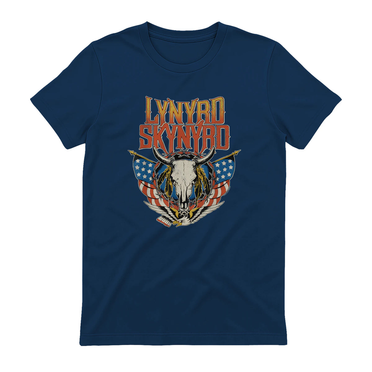 Lynyrd Skynyrd - Americana Steer Skull T-Shirt in Navy - back view