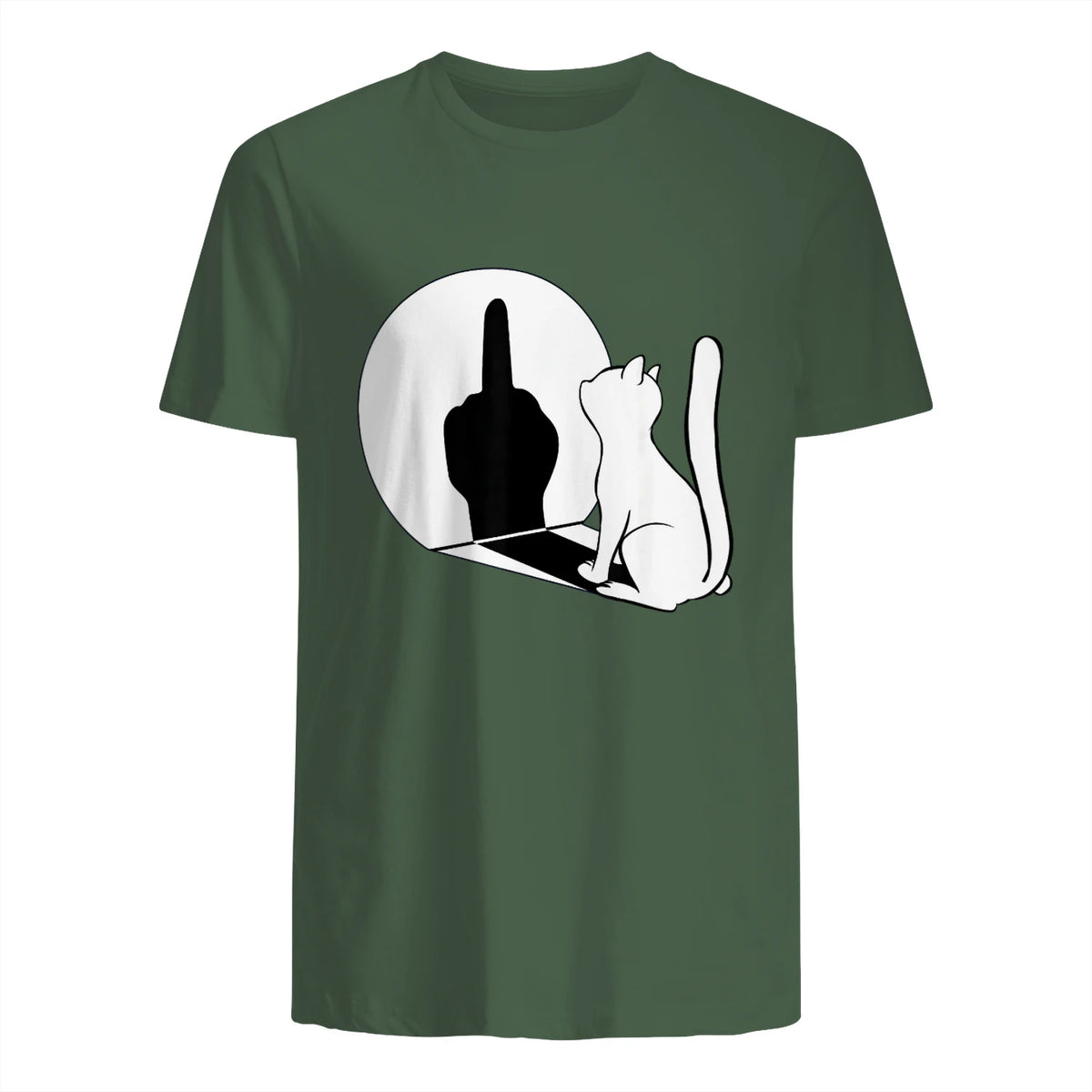 Chat Majeur drôle avec Doigt d'honneur in Military Green - back view