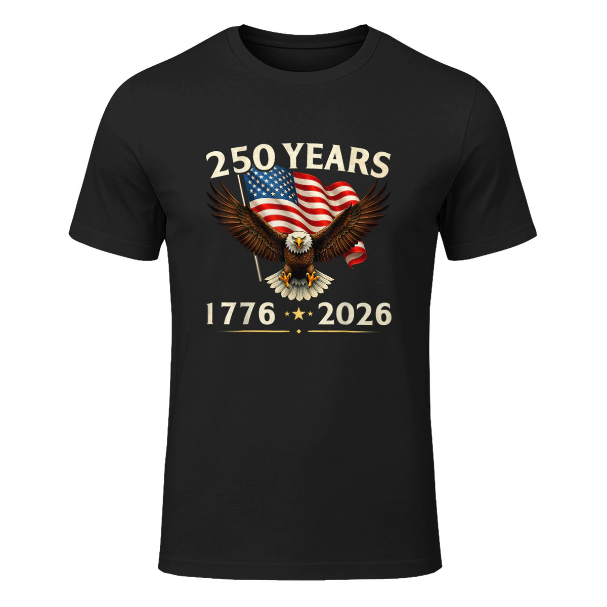 Patriotic Eagle Independence Anniversary T-Shirt in Black - front view