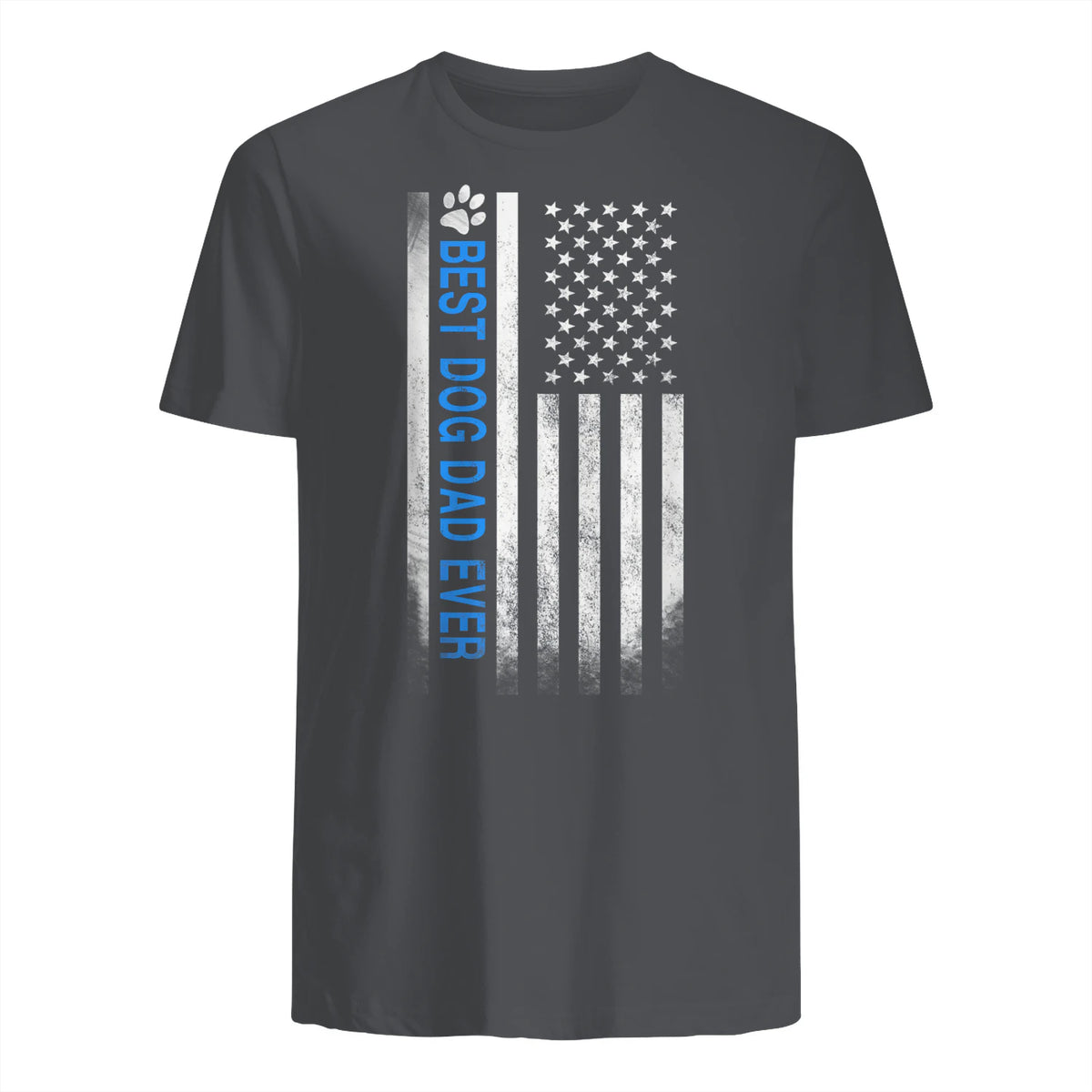 Best Dog Dad Ever American Flag T-Shirt Gift for Best Father in Charcoal - back view