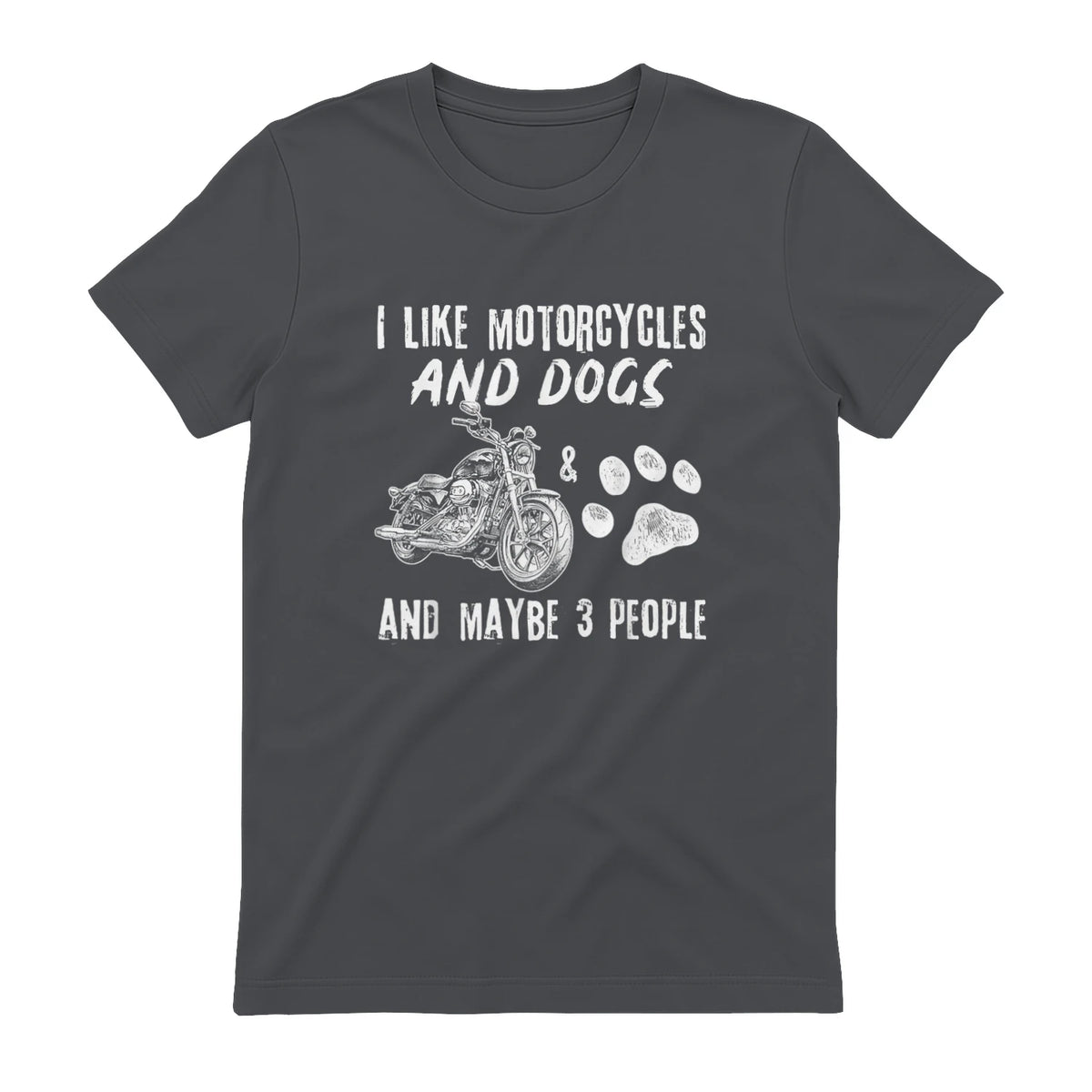 I Like Motorcycles and Dogs and Maybe Three People T-Shirt in Charcoal - back view