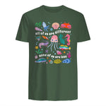 All of Us are Different None of Us are Less Autism Awareness in Military Green - back view
