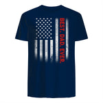 Best Dad Ever With US American Flag Gift For Father's Day in Navy - back view