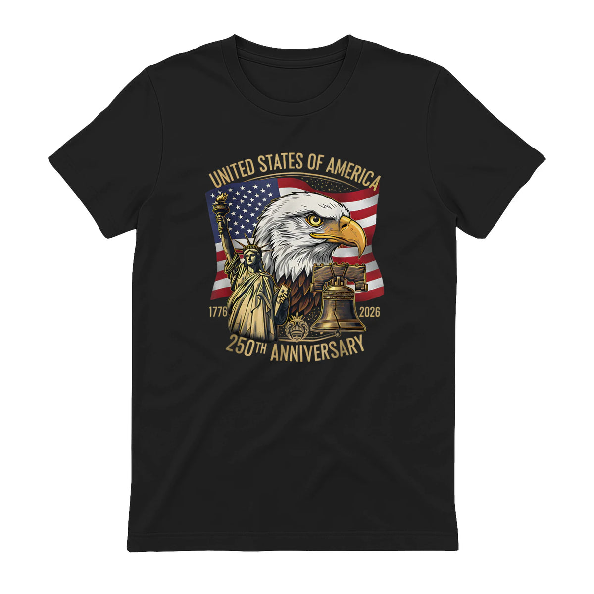 Anniversary Eagle Liberty Bell T-Shirt in Black - back view