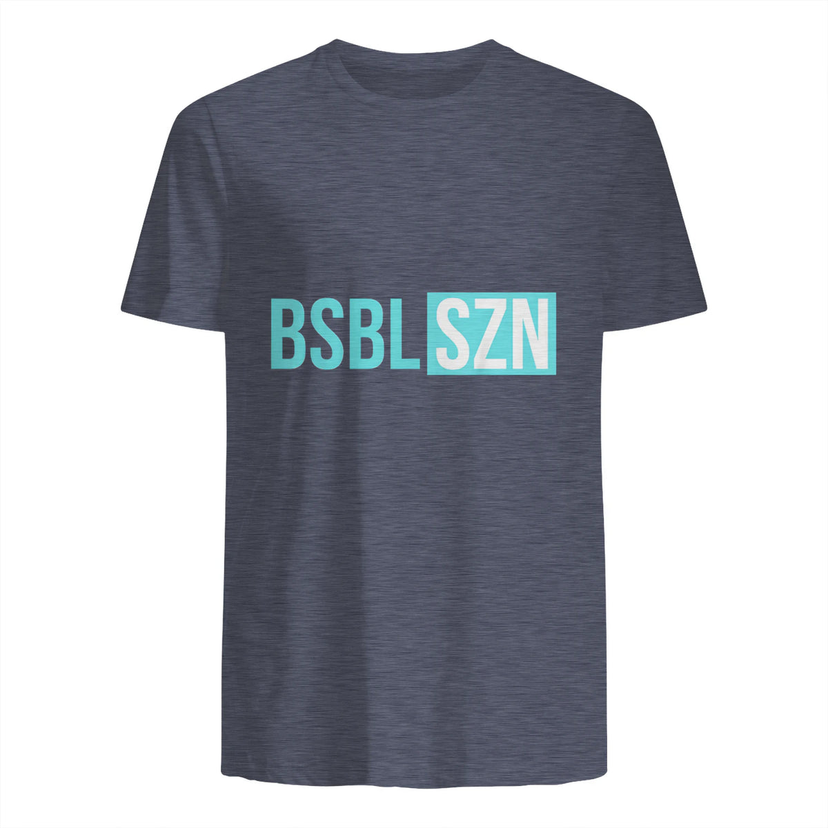 BSBL SZN Baseball Season Game Day Boys Girls Youth T-Shirt in Heather Navy - back view