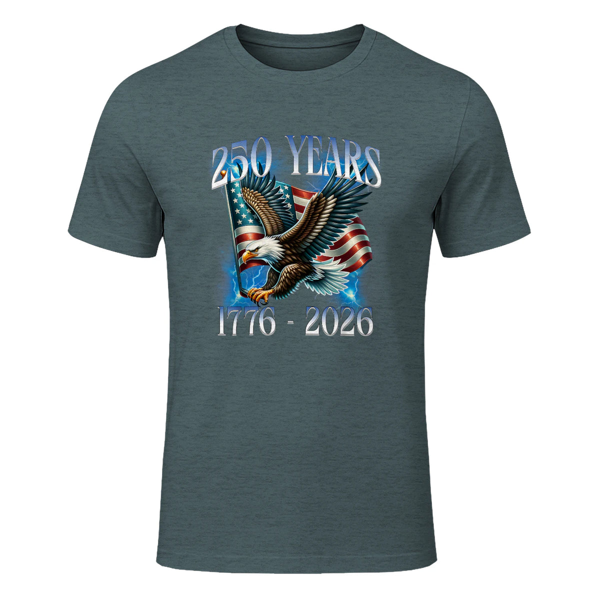 Eagle and Flag Anniversary Birthday T-Shirt in Dark Heather - front view