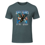 Eagle and Flag Anniversary Birthday T-Shirt in Dark Heather - front view