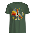 NASA Shuttle Launch Into Rainbow Premium Graphic T-Shirt T-Shirt UK in Military Green - back view