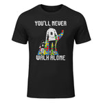 Vintage Father Son Family Autistic Kids Autism Awareness Dad in Black - front view