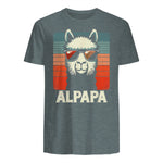 Bester Papa Alpapa Alpaka Frischgebackener Papa Vatertag T-Shirt in Dark Heather - back view