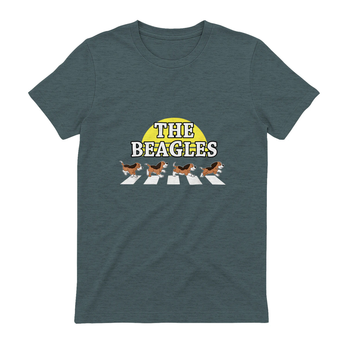 Drôle Les Beagles Beagle Dog Sitter Doggy Puppy Crosswalk in Dark Heather - back view