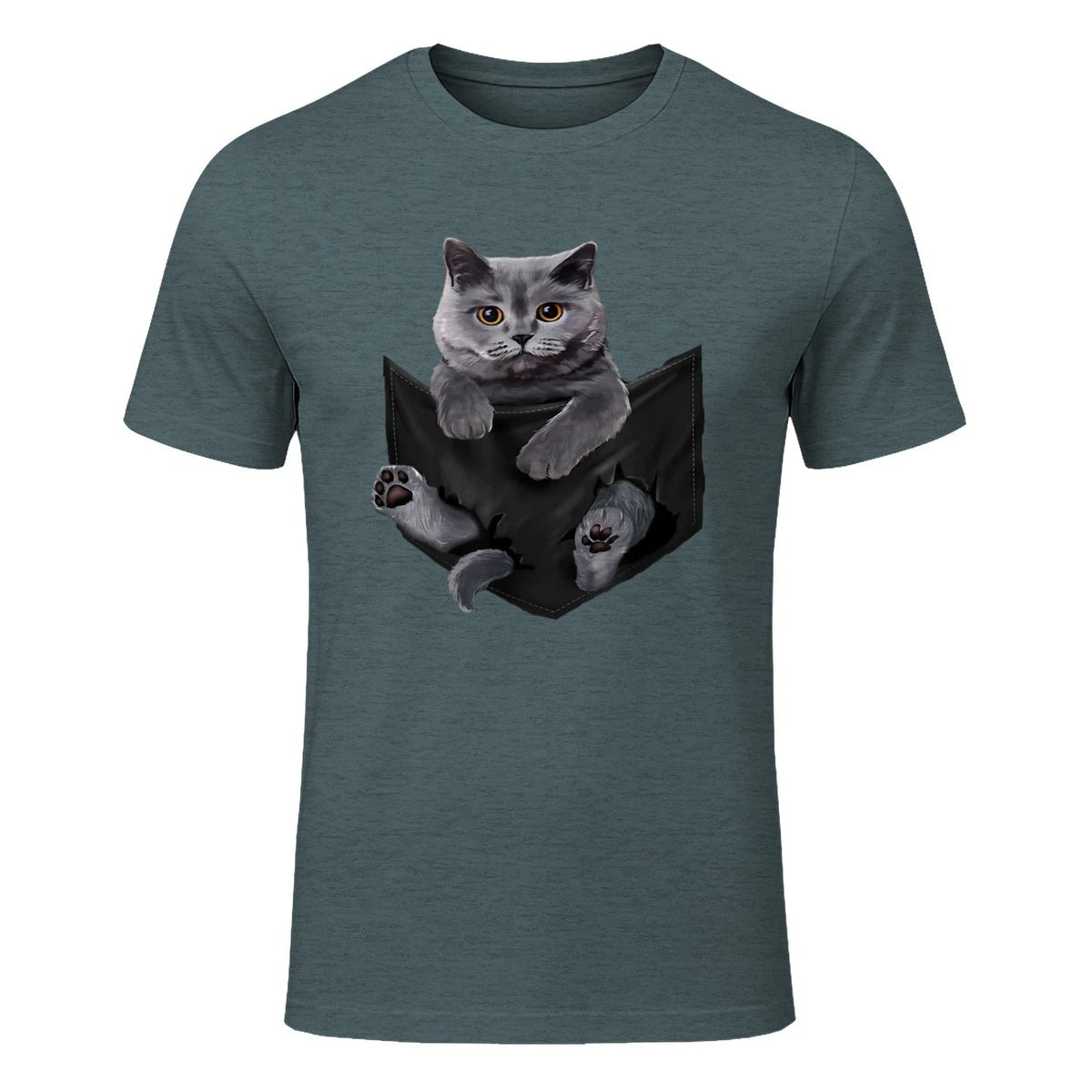 Cat Lovers British Shorthair In Pocket Fun Kitten in Dark Heather - front view