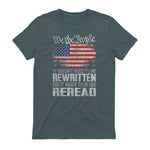 US Flag Constitution of The USA Needs to Be Reread T-Shirt in Dark Heather - back view