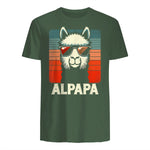 Bester Papa Alpapa Alpaka Frischgebackener Papa Vatertag T-Shirt in Military Green - back view