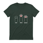 Introvert Cat Animal Rescue Pet Lover Apparel Rock Paper Scissors Hand Game Cute Paw Funny Cat T-Shirt in Forest Green - back view