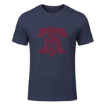 Philadelphia Street Map Liberty Bell Vintage Maroon Philly T-Shirt in Heather Navy - front view