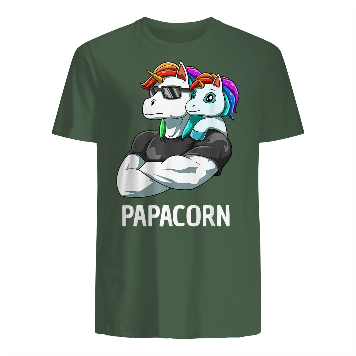 Papacorn Vater Tochter Einhörner in Military Green - back view