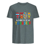 Dare to Be Yourself Autism Awareness Superheroes in Dark Heather - back view