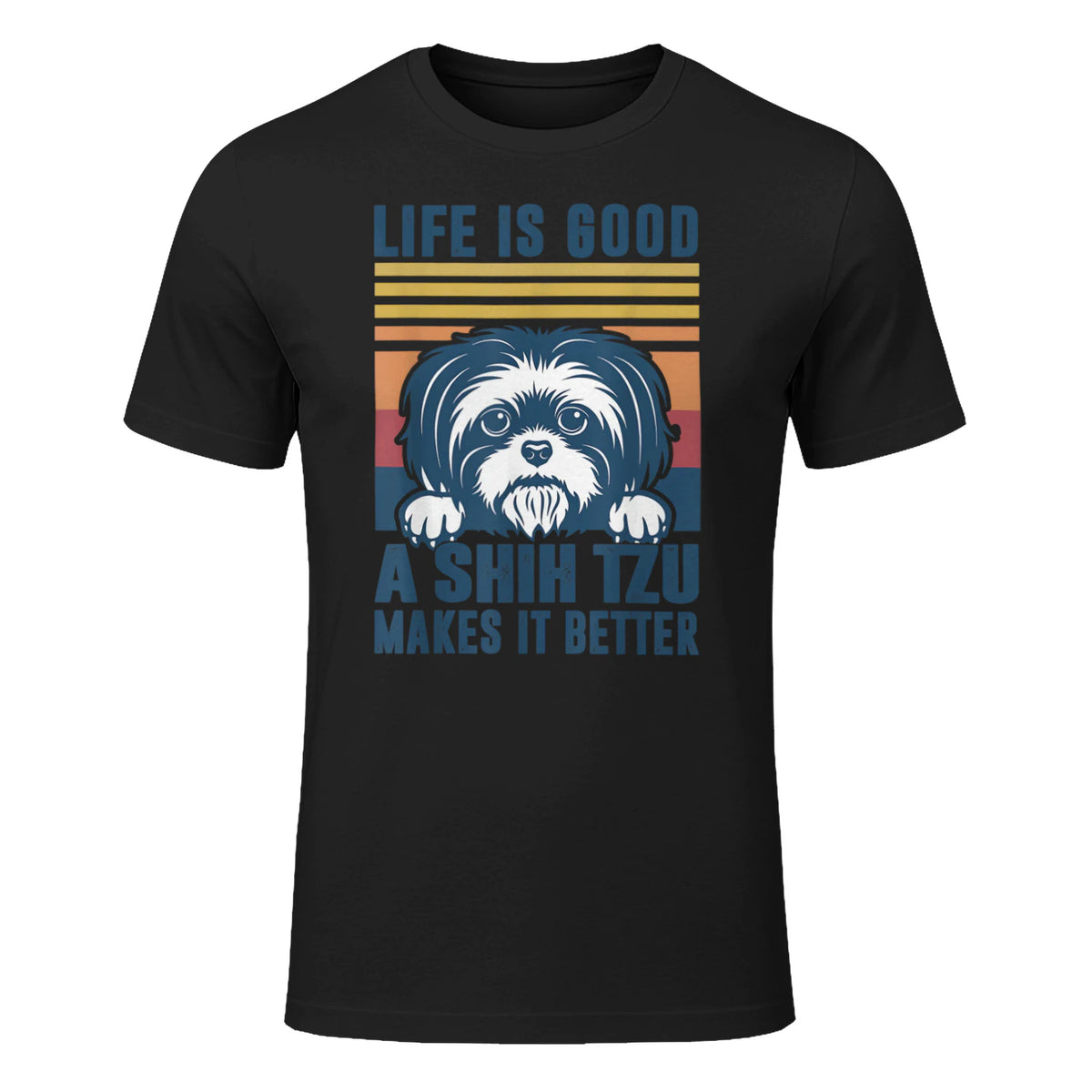 Shih Tzu Gifts for Men Women Shitzu Dog Mom Dad Shih Tzu T-Shirt in Black - front view