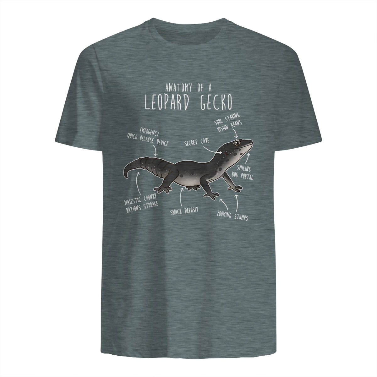 Black Night Leopard Gecko Lézard Reptile Anatomie drôle animal de compagnie in Dark Heather - back view