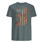Lamb of God Pure American Metal Flag T-Shirt in Dark Heather - back view