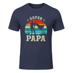 Fête des Pères Meilleur Père Humour Retro Super Papa Parfait in Heather Navy - front view