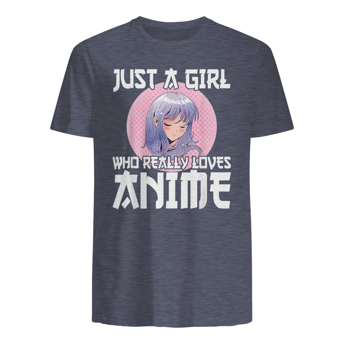 Manga & Anime Outfits for Women & Girls Anime Girl Merch Otaku Gift Just A Girl Who Loves Anime in Heather Navy - back view