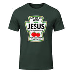 Catch Up with Jesus T-Shirt in Forest Green - front view