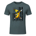 Dabbing Banana Retro American Flag Banana Lover Boys Kids T-Shirt in Dark Heather - front view