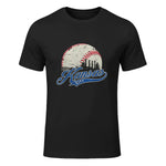 Vintage Kansas City Baseball American US Flag T-Shirt in Black - front view
