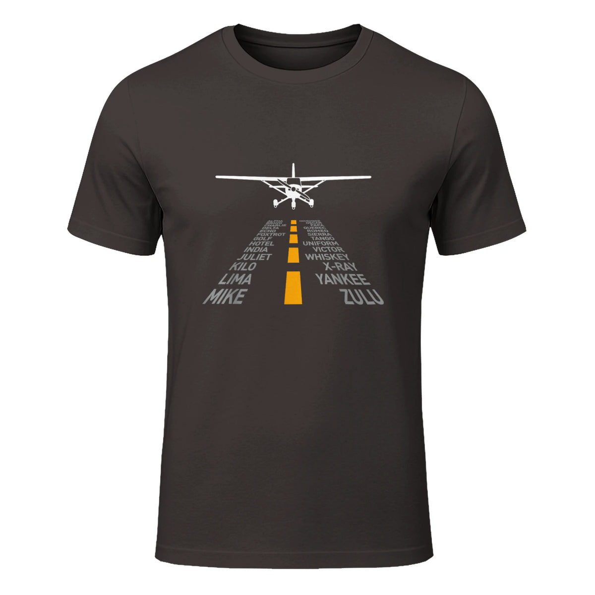 Avion RC Pilot Aéroport Piste Phonetic Alphabet Petit Avion in Dark Chocolate - front view