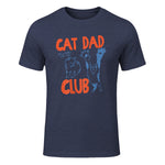Cat Dad Club Life Is Better with Cats T-Shirt in Heather Navy - front view