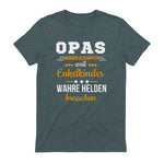 Opas Weil Enkelkinder Wahre Helden Brauchen Großvater Spruch in Dark Heather - back view