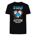 Blue for My Brother Autism Awareness Family Sister Sibling in Black - back view