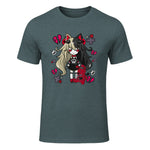 Chibi Kawaii Emo Pastel Goth Girl with Sad Bunny in Dark Heather - front view