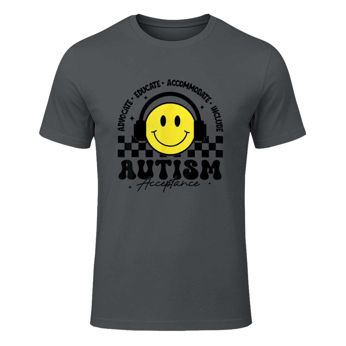 Autism Awareness Acceptance Special Education Teacher Kids T-Shirt in Charcoal - front view