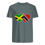 Trinidadian Jamaican Heart Love Jamaica Trinidad Flag in Dark Heather - back view